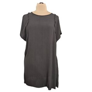 Grade & Gather Black Women's Tunic Dress Pockets Large Minimal Goth Witchy